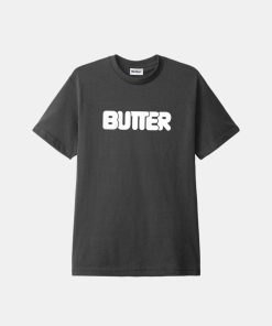 Mand Butter Goods T-Shirts | Rounded Logo Tee Charcoal