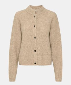 Kvinde Gestuz Strik | Alpha Short Cardigan Warm Sand Mel