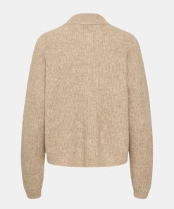 Kvinde Gestuz Strik | Alpha Short Cardigan Warm Sand Mel