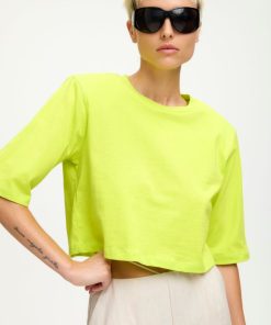 Kvinde Gestuz T-Shirts | Jory Cropped Tee Evening Primrose