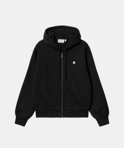 Kvinde Carhartt WIP Sweatshirts | W Hooded Casey Hoodie Black/Silver