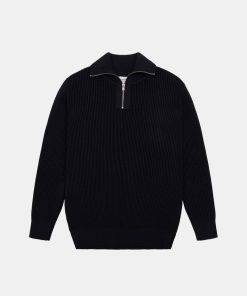 Mand S.N.S. Herning Strik | Fender Knit Zip Navy Blue