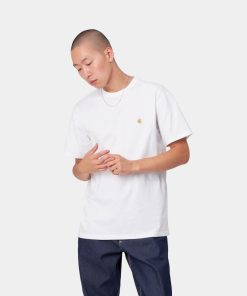 Mand Carhartt WIP T-Shirts | Chase Tee White/Gold