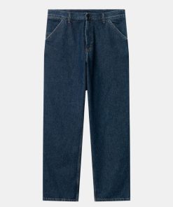 Mand Carhartt WIP Bukser | Single Knee Pants Blue Stone Wash Blue Stone Washed