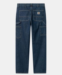 Mand Carhartt WIP Bukser | Single Knee Pants Blue Stone Wash Blue Stone Washed