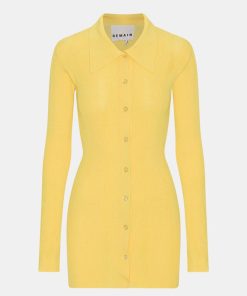 Kvinde Remain Strik | Knit Fitted Cardigan Lemon Zest