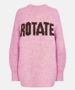 Kvinde ROTATE Strik | Oversized Logo Knit Lilac Sachet