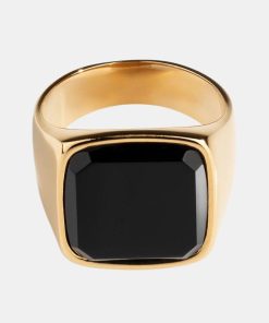 Mand Northern Legacy Smykker | Onyx Oversize Ring Black/Gold