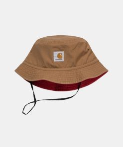 Mand Carhartt WIP Caps & Huer | Heston Bucket Hat Hamilton Brown/Cherry Hamilton B./Cherry