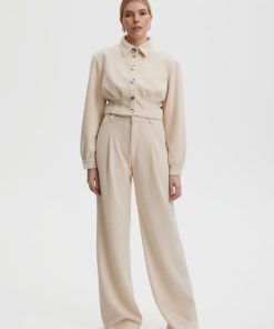 Kvinde Gestuz Bukser | Elnoragz Pants Off White Structure