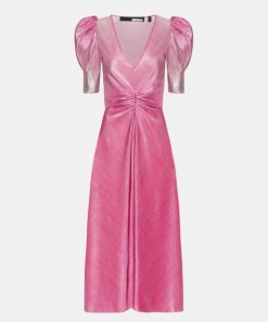 Kvinde ROTATE Kjoler | Gradient Plisse Dress Silver Pink Glo Silvery Pink Glo