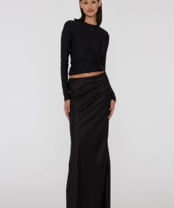 Kvinde ROTATE Nederdele | Drapy Maxi Skirt Black