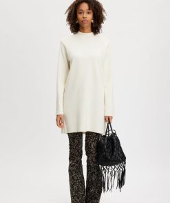 Kvinde Gestuz Kjoler | Albitagz Dress Knit Egret