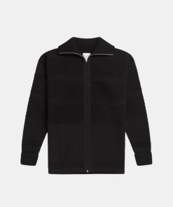 Mand S.N.S. Herning Strik | Fisherman Knit Zip Black Void