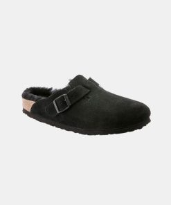 Mand Birkenstock | Boston Shearling Slippers Black