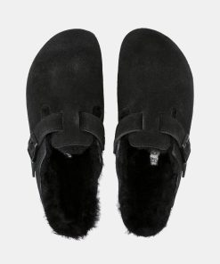 Mand Birkenstock | Boston Shearling Slippers Black