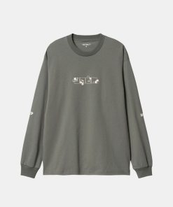 Mand Carhartt WIP T-Shirts | Assemble Tee L/S Smoke Green/Natural