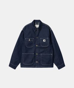 Kvinde Carhartt WIP Jakker | W Og Michigan Jacket Blue One Wash