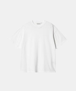 Kvinde Carhartt WIP T-Shirts | W Akron Tee White Stone Washed