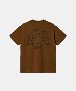 Mand Carhartt WIP T-Shirts | Work Varsity Tee Deep H Brown