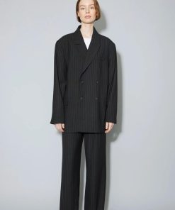 Kvinde Oval Square Bukser | Pacino Pants Black Pinstripe