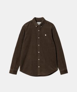 Mand Carhartt WIP Skjorter | Madison Shirt L/S Buckeye/Wax Buckaya Wax