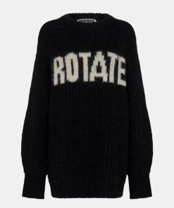 Kvinde ROTATE Strik | Oversized Logo Knit Black