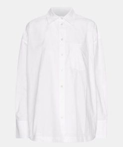 Kvinde Remain Skjorter | Cotton Poplin Pleated Back Shirt L/S Bright White