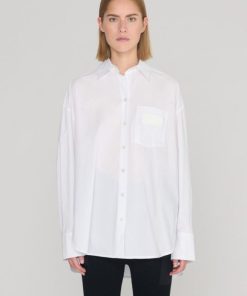 Kvinde Remain Skjorter | Cotton Poplin Pleated Back Shirt L/S Bright White