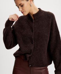 Kvinde Gestuz Strik | Alphagz Cardigan Ge Deep Brown Melan