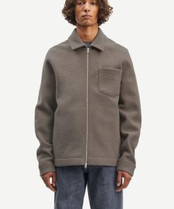 Mand Samsøe Samsøe Strik | Hannes Knit Zip Fallen Rock