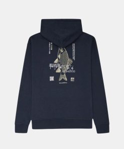 Mand Woodbird Sweatshirts | Wbpacs Fish Hoodie Navy