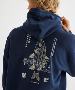 Mand Woodbird Sweatshirts | Wbpacs Fish Hoodie Navy