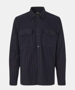 Mand Mads Nørgaard Skjorter | Malte Stripe Shirt Deep Well/Cub