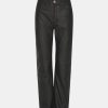 Kvinde Remain Bukser | Leather Straight Pants Black