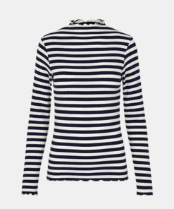 Kvinde Mads Nørgaard T-Shirts | Trutte Tee L/S /Deep Well 5X5 Stripe