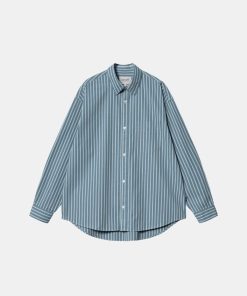 Mand Carhartt WIP Skjorter | Ligety Shirt L/S Vancouver Blue