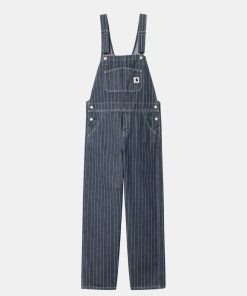 Kvinde Carhartt WIP Bukser | W Orlean Bib Overall Blue/White Stone