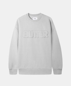 Mand Butter Goods Sweatshirts | Fabric Applique Sweatshirt Cement