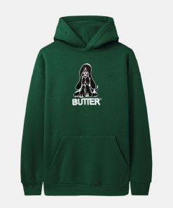 Mand Butter Goods Sweatshirts | Hound Embroidered Hoodie Dark Green