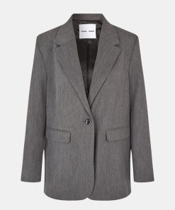 Kvinde Samsøe Samsøe Blazere | Haven Blazer Dark Grey Melange Dark Grey Mel.