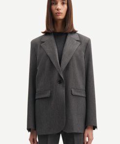 Kvinde Samsøe Samsøe Blazere | Haven Blazer Dark Grey Melange Dark Grey Mel.