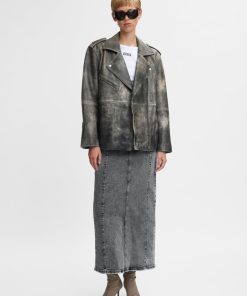 Kvinde Gestuz Nederdele | Stullygz Skirt Grey Acid Wash