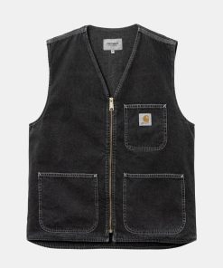 Mand Carhartt WIP Veste | Chore Vest Black Stone Washed