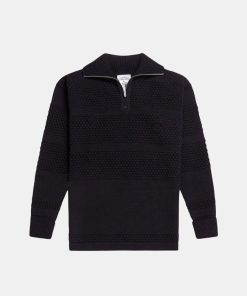 Mand S.N.S. Herning Strik | Fisherman Cardigan Half Zip Navy Blue