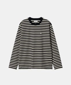 Kvinde Carhartt WIP T-Shirts | W Seidler Tee L/S Black/Salt