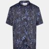 Mand HAN Kjøbenhavn Skjorter | Chrome Tribal Shirt S/S Blue