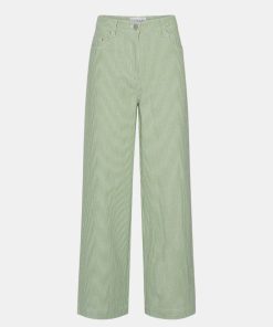 Kvinde Remain Jeans | Striped Canvas Pants Forest Green Comb