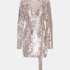 Kvinde ROTATE Kjoler | Sequin Midi Dress Silver