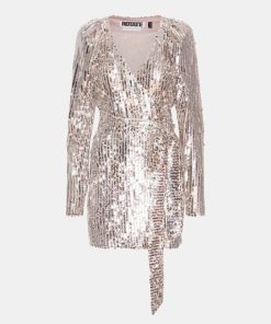 Kvinde ROTATE Kjoler | Sequin Midi Dress Silver